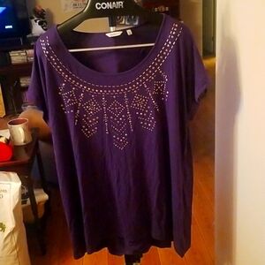 Reitmans Purple Stud Tee 2X